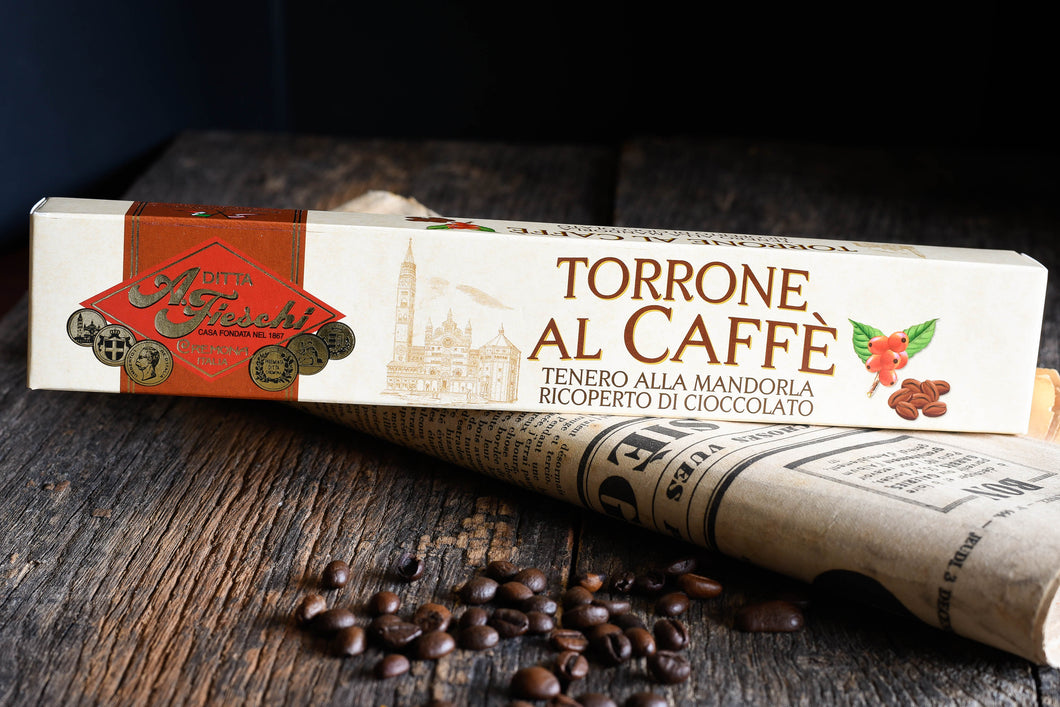 ADITTA FIESCHI - Torrone artisanal (nougat) tendre aux amandes et café recouvert de chocolat (150g) - Les produits du soleil