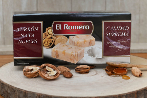 EL ROMERO - Turrón (nougat) aux noix - Nata y nuece (300g) - Les produits du soleil