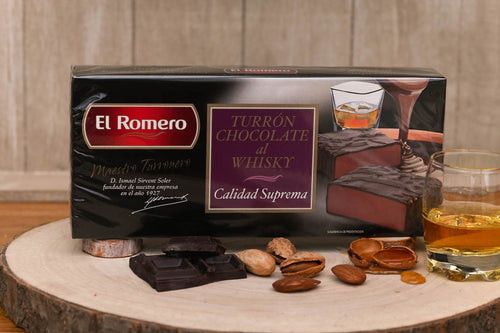 EL ROMERO - Turrón (nougat) au chocolat et au whisky (200g) - Les produits du soleil