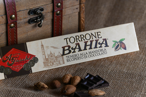 ADITTA FIESCHI - Torrone artisanal (nougat) tendre aux amandes recouvert de chocolat extra-noir (150g) - Les produits du soleil